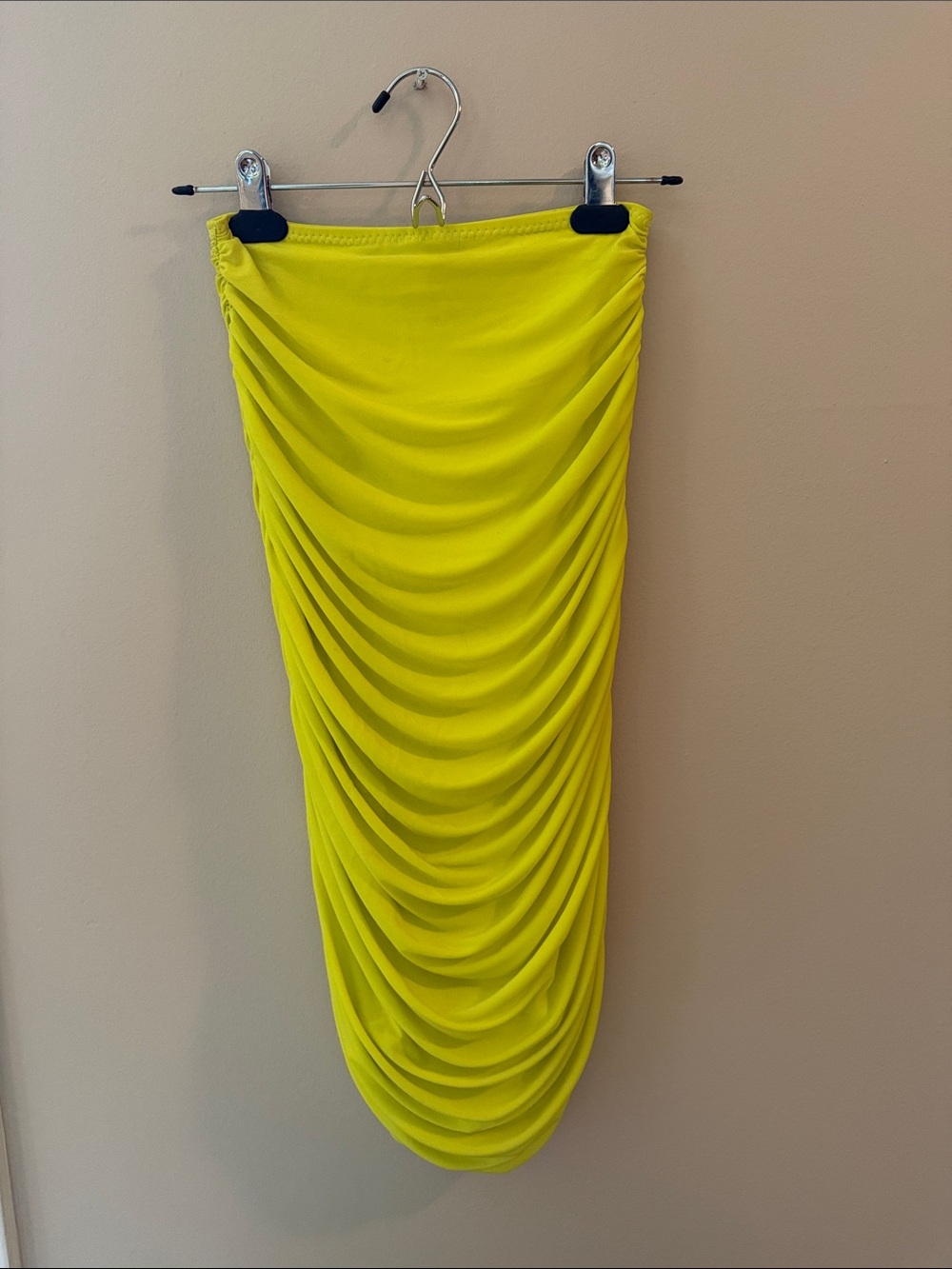 Norma Kamali Neon Yellow Ruched High-Low Skirt